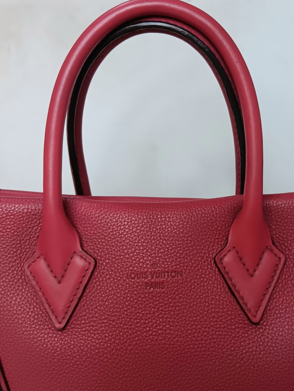 Louis Vuitton W Tote BB 2014 Veau Cachemire Leather Framboise Red ✨ COA - Picture 9 of 15